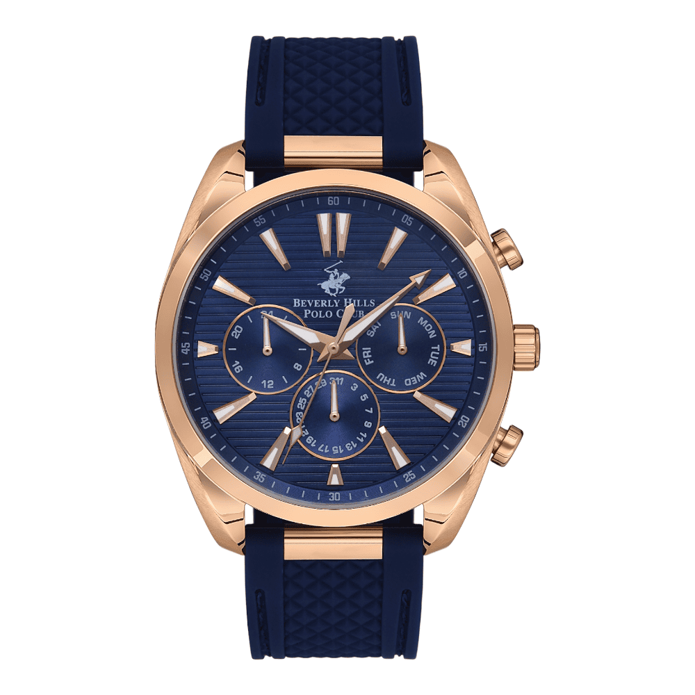 Buy BEVERLY HILLS POLO CLUB Men's Multi Function Dark Blue Dial Watch ...